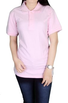 Gudang Fashion - Kaos Polos Kerah Wanita - Pink  