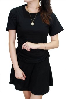 Gudang Fashion - Kaos Polos Pendek Wanita O-Neck - Hitam  