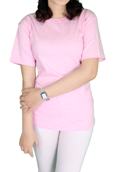 Gudang Fashion - Kaos Polos Wanita O-Neck Lengan Pendek - Pink Muda  