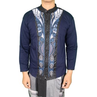 Gudang Fashion - Kemeja Lebaran Muslim Pria - Biru Navy  