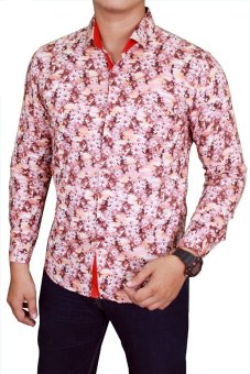 Gudang Fashion - Male Slimfit Batik - Merah Muda  