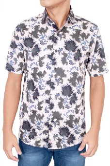 Gudang Fashion - Slimfit Short Sleeve Male Batik - Putih  