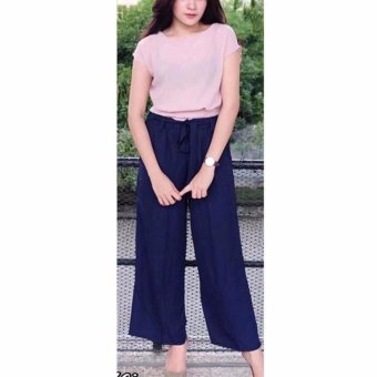 GudangGrosir Celana Kulot Wanita Bahan Wolfis Warna Navy Blue  