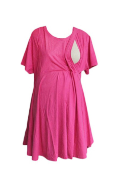 Hanaroo Maternity & Nursing Wear 2 in 1 Baju Hamil dan Menyusui Model Klok - Pink  