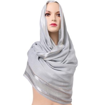 Hang-Qiao 180x70cm Muslim Hijabs Beautiful Headscarf Scarves Shawl Grey - Intl  