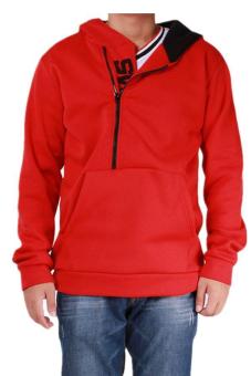 Hang-Qiao Men Slim Fit Hoodies Fashion Outwear Pullover (Red)  