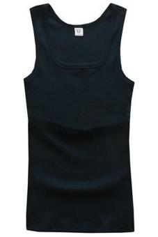 Hang-Qiao Men Square Collar Fitness Sports Vest Tank Tops Navy Blue  