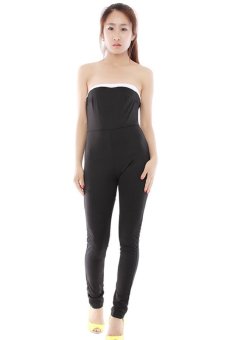 Hang-Qiao Off-shoulder Strapless Jumpsuits (Black)  