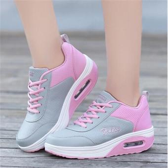 Hang-Qiao Women Casual Shoes Platform Wedges Heel Hight Shook Shake Shoes Sports Loafers Pink - intl  