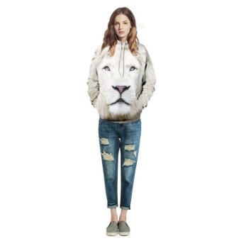 Hang-Qiao Women Hoodies Hip Hop Sweatshirt Funny 3D Lion Tracksuit Pullovers (Beige) - intl  