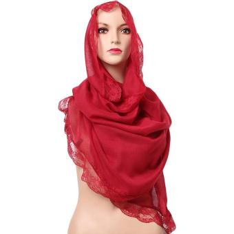 Hang-Qiao Women Muslim Voile Hijab Islamic Headwear Scarf Arab Headscarf Wine red - Intl  