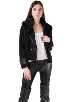 Hang-Qiao Women Slim Short Jacket Coat Outwear Black  