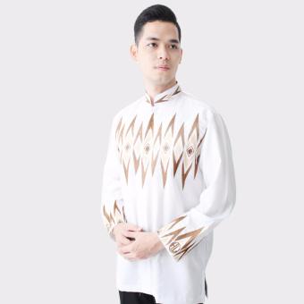 Hansen & Lisa Baju Koko Lengan Panjang Motif Bordir Diamond - Putih Coklat  