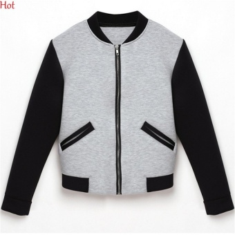 Hanyu Autumn Cotton Zipper Patchwork Casual Coats Jackets for Women Ladies  - intl  