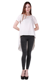 Hanyu Short Sleeves Dovetail Long T-shirt White  