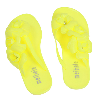 Hanyu Women Fashion Camellia Flower Flip Flops Summer Slippers Yellow - Intl  