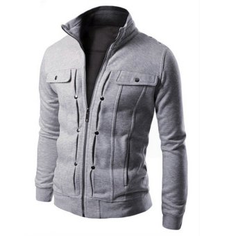 HAOFEI Mens Jacket Outerwear Overcoat (Light Grey)      