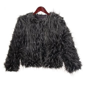 HAOFEI New Women Artificial Fur Coats Plush Warm Coat      