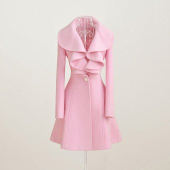 HAOFEI Women Warm Long Coat Jacket Pink      