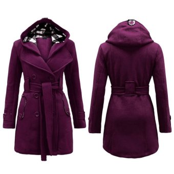 HAOFEI Womens Hooded Long Section Jacket Purple      