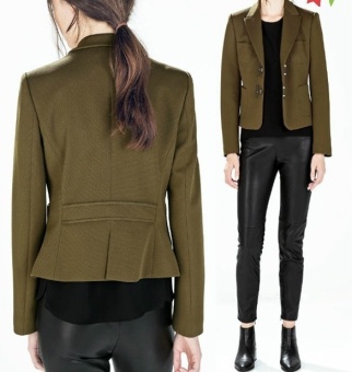 Happycat 2016 New Fashion Stylish Lady Women's Lapel Collar Long Sleeve Simple Short Coat Jacket Coat-black-M  