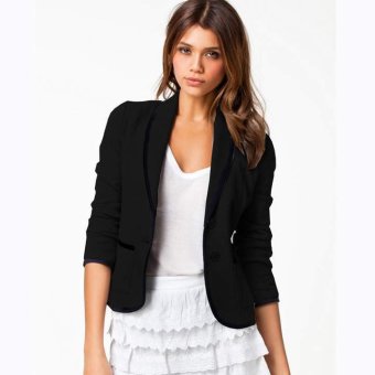 Happycat Fashion Blazer Women Spring Slim Design Short Gray Blazer Jackets Coat (Gray) (S)  