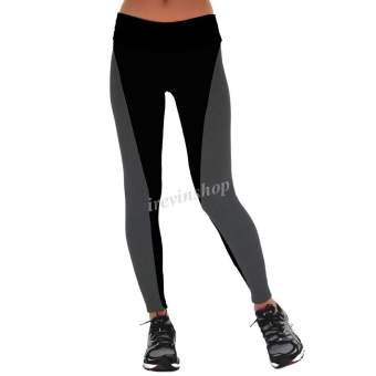 Happycat Fashion Casual Women Comfortable Large Patchwork Yoga Sport Ninth Pants Leggings irsh (Black) (L) - intl  