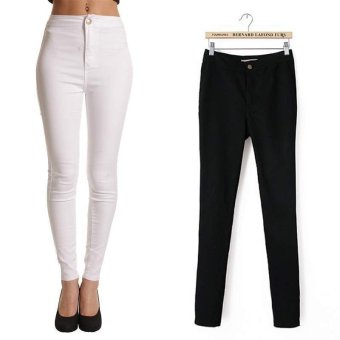 Happycat Korea Fashion Ladies High Waisted Slim Stretch Pencil Pants Casual Slim Skinny Trouser (White) (S)  