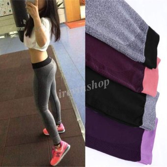 Happycat New Women's Fashion Elastic Yoga Sports Exercise Fitness Gym Slim Pants Leggings irsh (Black) (M) - intl  