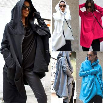 Happycat Stylish Women Casual Long Sleeve Cool Asymmetric Hooded Coat Zipped Jacket (White) (S) - intl  