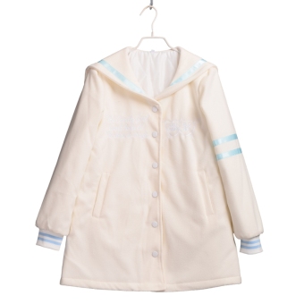 Harajuku Sailor Collar Preggy Style Coat Jacket Outwear (White) (Intl)  