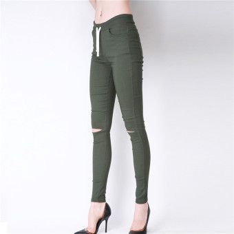 HengSong European Style Hot Fashion Casual Women Feet Pants Army Green - Intl  