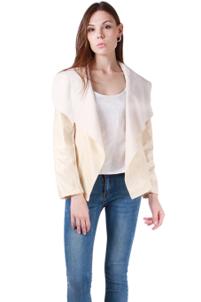 HengSong Punk Rivets Decoration Chic Contracted Small Leather Coat Beige - intl  
