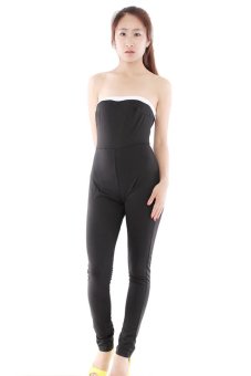 Hengsong Strapless Off-shoulder Piece Jumpsuits (Black)  