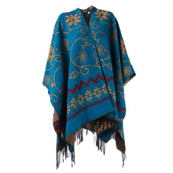 HengSong Women Capes Multifunction Casual Capes Lake Blue  
