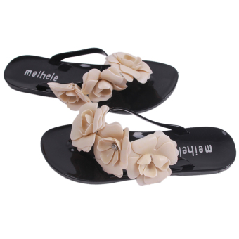 HengSong Women Fashion Camellia Flower Flip Flops Apricot - Intl  