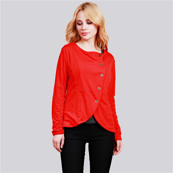 HengSong Women Ladies Slim Plain Button Irregular Coat Office Lady Jackets Red - intl  