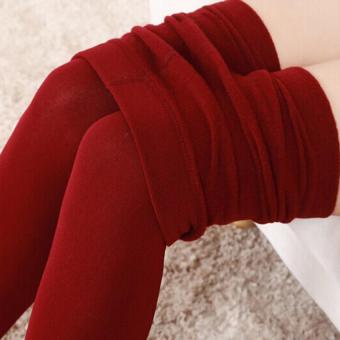 HengSong Womens Solid Autumn Velvet Leggings Pants Red  