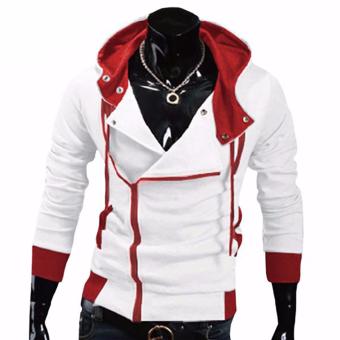 Hequ Aliexpress explosion of Assassin s Creed sweater oblique zipper hooded jacket men s W20 White - intl  