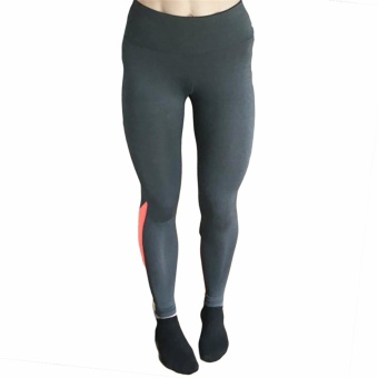 Hequ Plus Size 3XL Women Fitness Yoga Pants Sport Running Exercise Spell Color Nine Point Trousers Female Orange - intl  