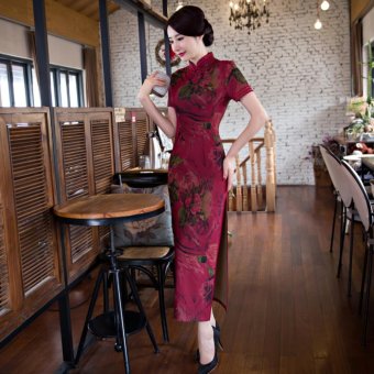 High-end Banquet Slim Women Dress Cheongsam (Rose) - intl  