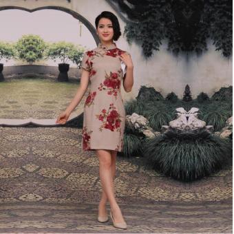 High Grade Retro Cheongsam Floral Cheongsam Qipao Short Dress Chinese Traditional Clothing Oriental Evening Wedding Dresses - intl  