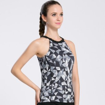 High Quality Elastic Quick Dry Sports Yoga Print Tank Tops Fitness Women Running Training Gym Sleeveless Compression Shirt Vest(Grey) - intl  