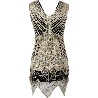 High Quality Fashion Retro Knit Sequins Short Evening Dresses Sleeveless Cocktail Party Dress - intl  