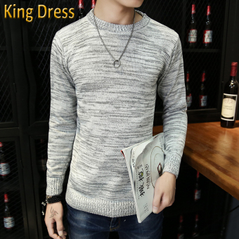 High Quality Knitwear Spring Autumn Grey Leisure Round Neck Casual Long Sleeved Men Sweater - intl  