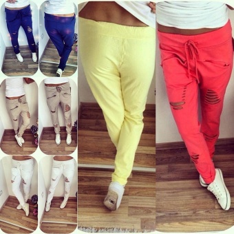 High Quality Store New Fashion Woman's Hole Harem Pants Casual Jogger Dance HipHop Loose Slacks Trousers Sweatpants  