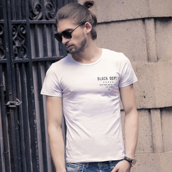 High Quality Summer New Style Fashion Slim Pure Cotton Short Sleeve Round Neck Fat Big Size Men T Shirt(White)  