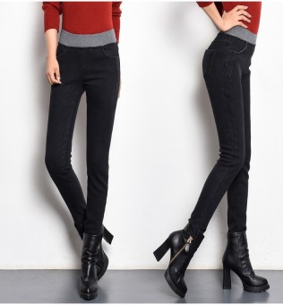 High Quality Women Spring Jeans Full Length Jeans Pants Elastic Waist Pencil Pants Fashion Denim Trousers 31(Black) - intl  