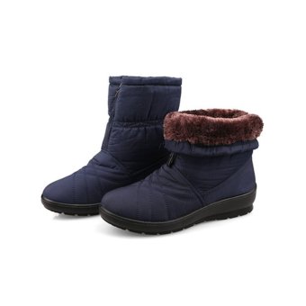 High Quality Women's Snow Boots Waterproof Winter Warm Plush Shoes Woman Big Size (Blue) - intl  