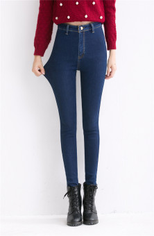 High Waist Jeans For Women Winter Plus Thick Velvet Stretch Pants Slim Feet Pencil Plus Size S-4XL - intl  